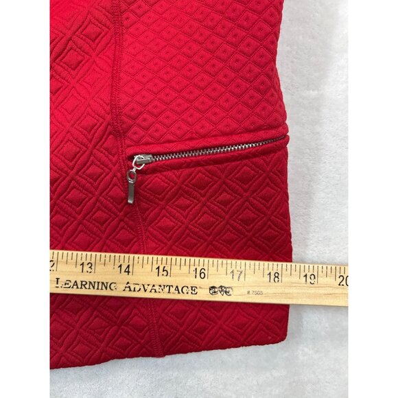 Chicos‎ Blazer Jacket Womens Size 1 Red Textured Knit Snap Closure - Picture 6 of 7